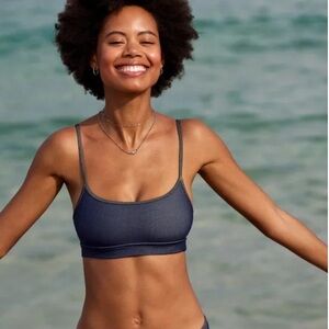 AE x Aerie NWT Match Made In Denim Straight Scoop Bikini Top; Size M